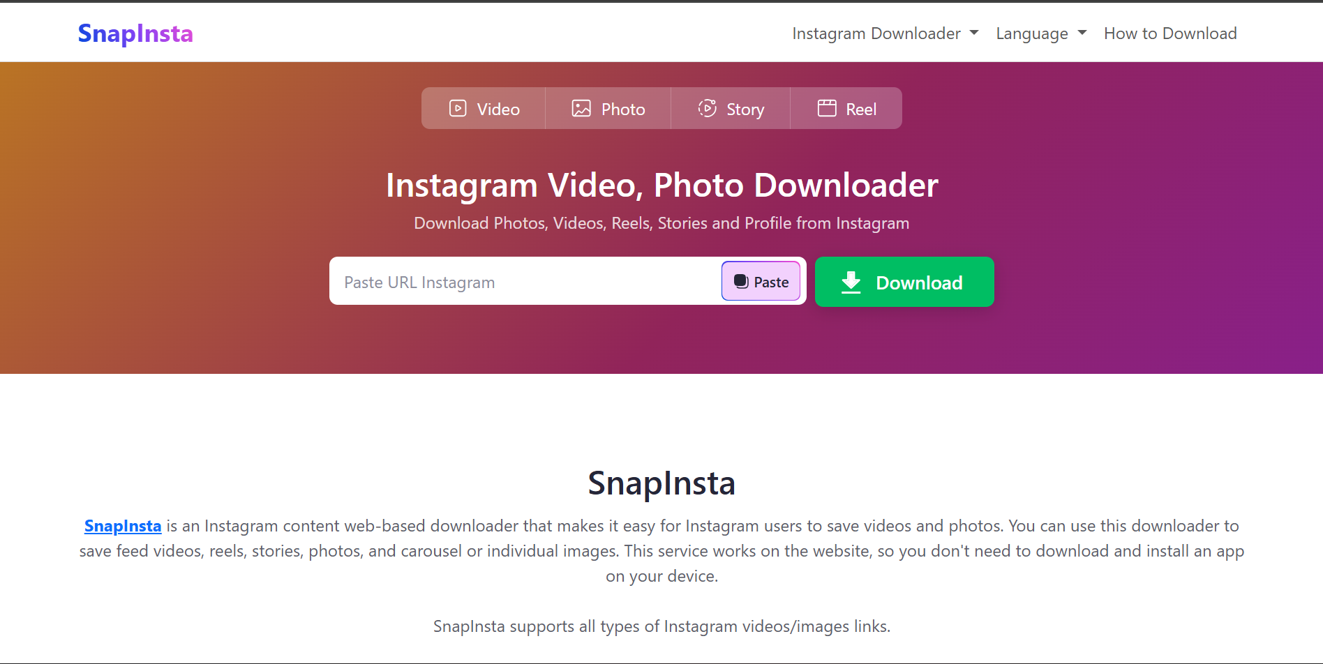 SnapInsta: Download Video IG dengan Resolusi Full HD